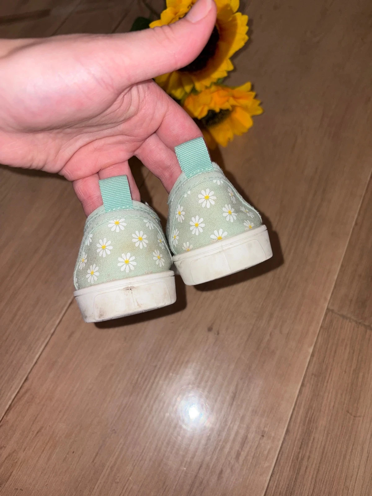 Lichtgroene krabbelsneakers met margrieten FPC maat 25 – photo 4